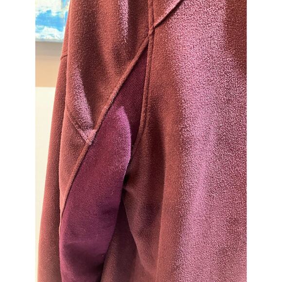 BLANKNYC Cloud Nine Drape Waterfall Faux Suede Cardigan Jacket Womens Size M Red - Picture 4 of 11